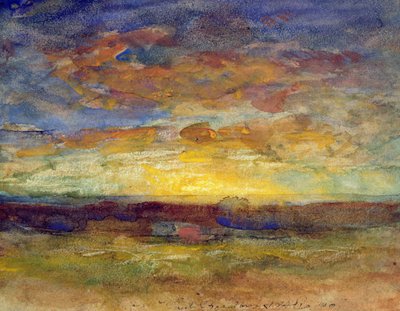 Paesaggio con sole al tramonto da Auguste Francois Ravier